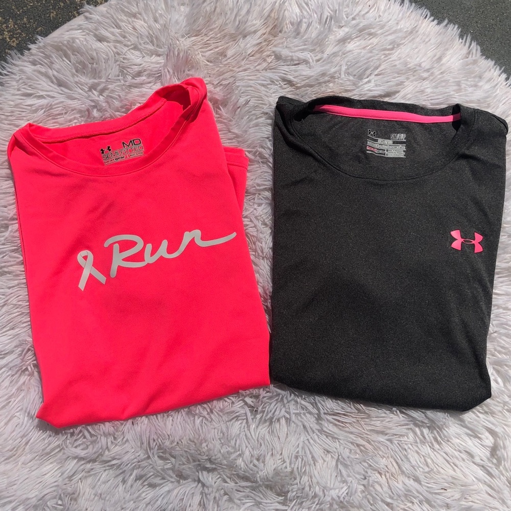 🌴2 Under Armour breast cancer awareness shirts